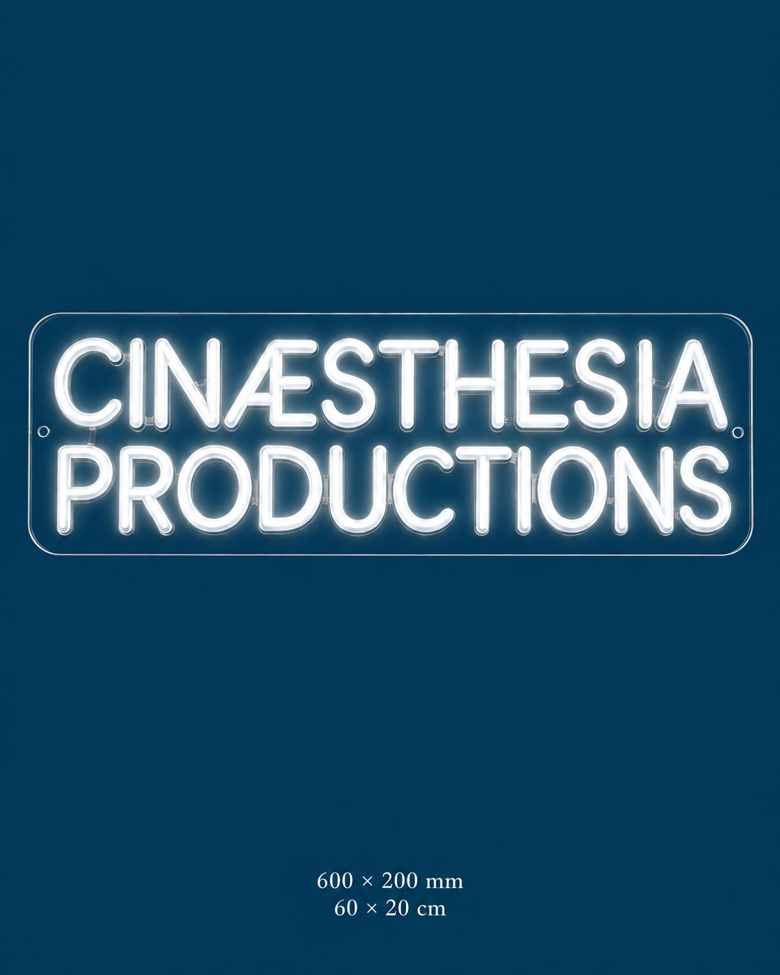 Cinaesthesia Productions Neon Sign — original design on a consistent dark-blue background.