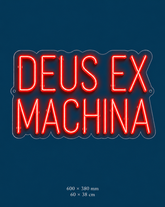 Deus Ex Machina Neon Sign — original design on a consistent dark-blue background.