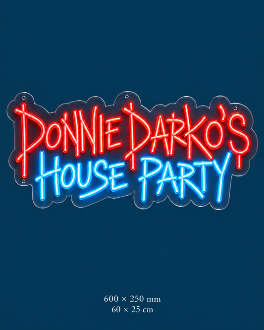 Donnie Darko's House Party Neon Sign — original design on a consistent dark-blue background.
