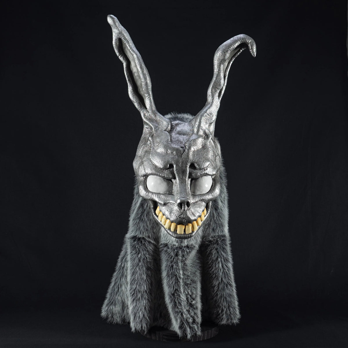 Frank the Rabbit mask replica with fur hood, front view