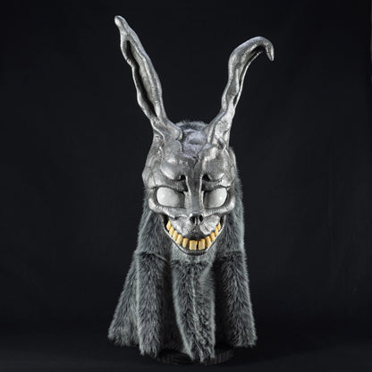 Frank the Rabbit mask replica with fur hood, front view