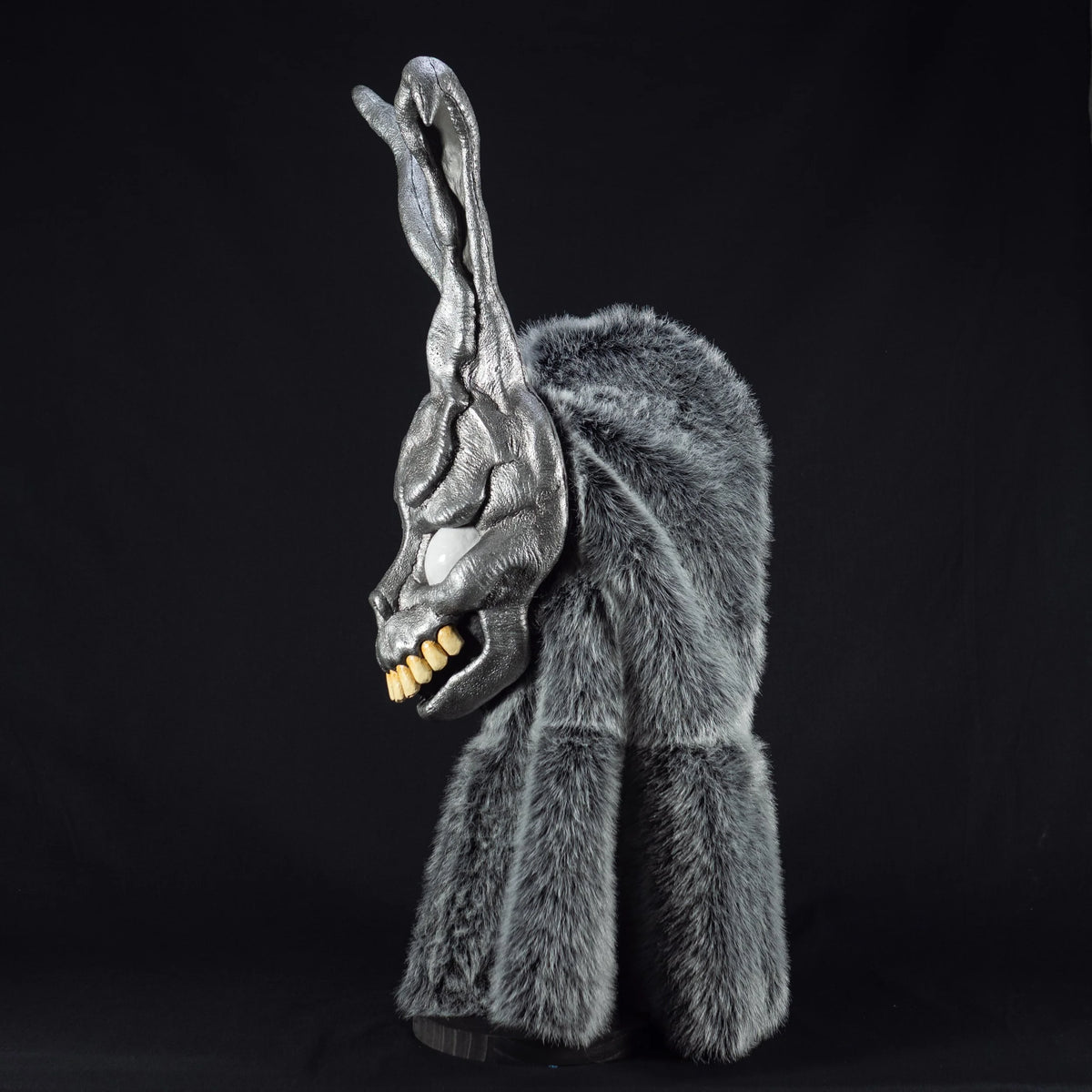 Frank the Rabbit mask replica with fur hood, alternate view