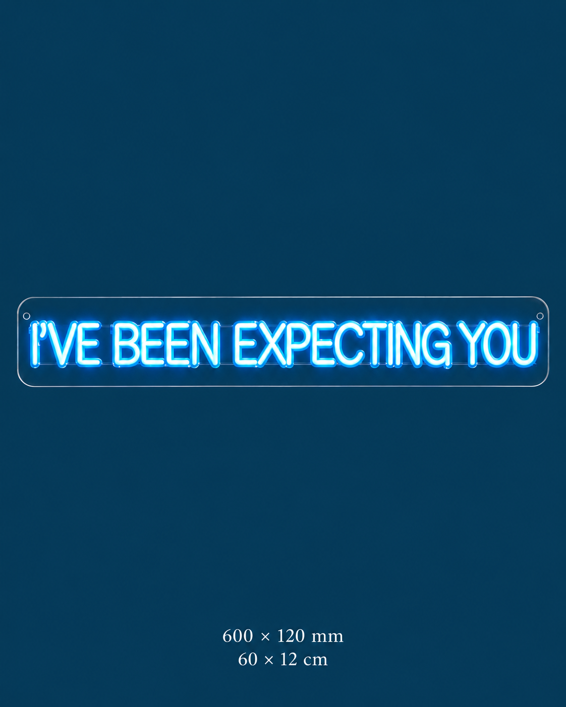 I've Been Expecting You Neon Sign — original design on a consistent dark-blue background.