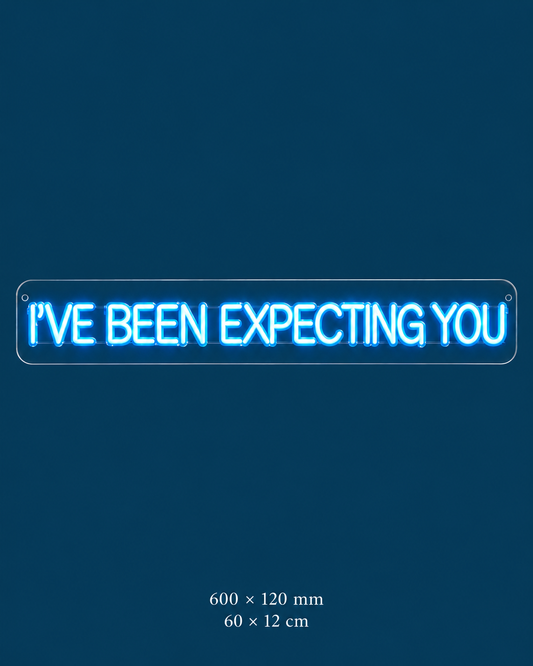 I've Been Expecting You Neon Sign — original design on a consistent dark-blue background.