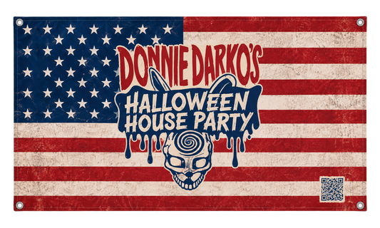 Donnie Darko’s Halloween House Party Flag — 150 × 90 cm with four corner grommets