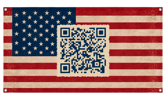 USA QR-Code Flag — 150 × 90 cm with four corner grommets