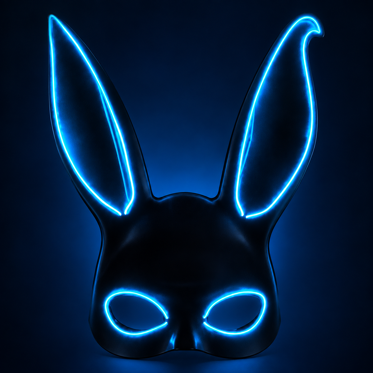 Icy blue LED rabbit mask with long hooked ears