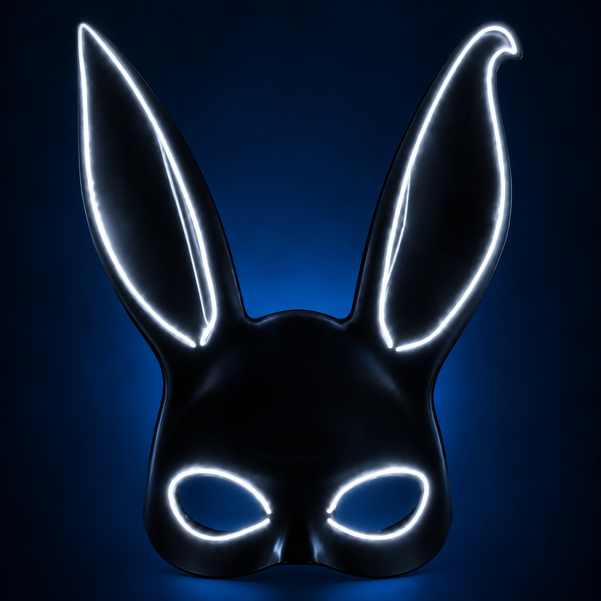 White LED rabbit mask with long hooked ears