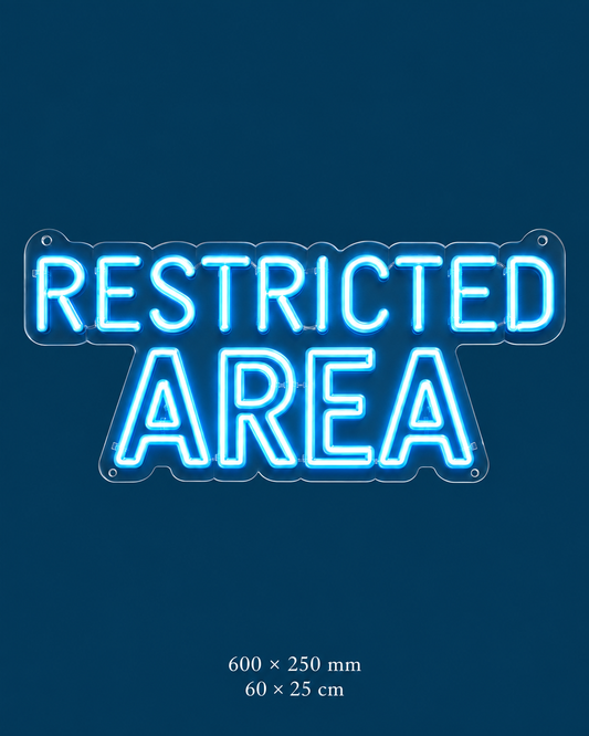 Restricted Area Neon Sign — original design on a consistent dark-blue background.