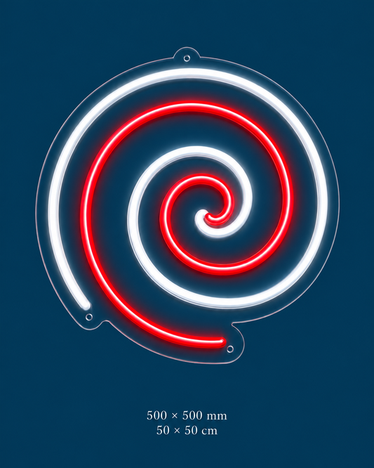 Spiral Neon Sign — original design on a consistent dark-blue background.